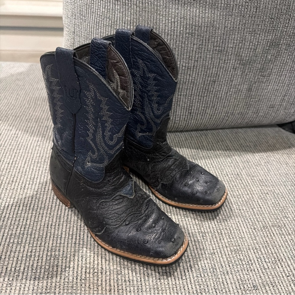 Caballo Dorado Imitation Ostrich Cowboy Western Boots Made in Mexico Size 2